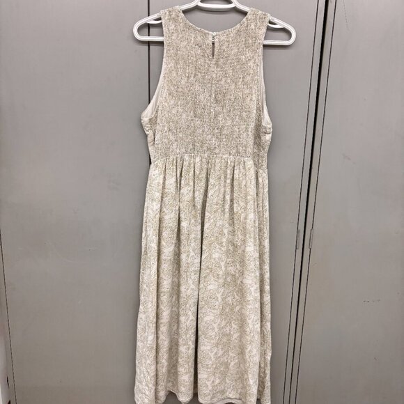 Lucy Paris Lyna Halter Midi Dress Green Floral Smocked Top Lined Size LG Pockets - Picture 2 of 13